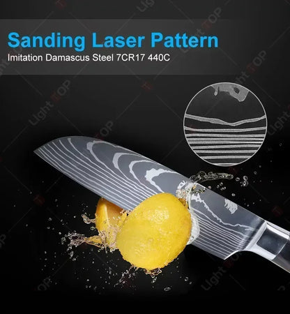 Damascus Kitchen Knives Professional Chef Knife Japanese Santoku Slicing Knife Stainless Steel Boning Knife Butcher Knife