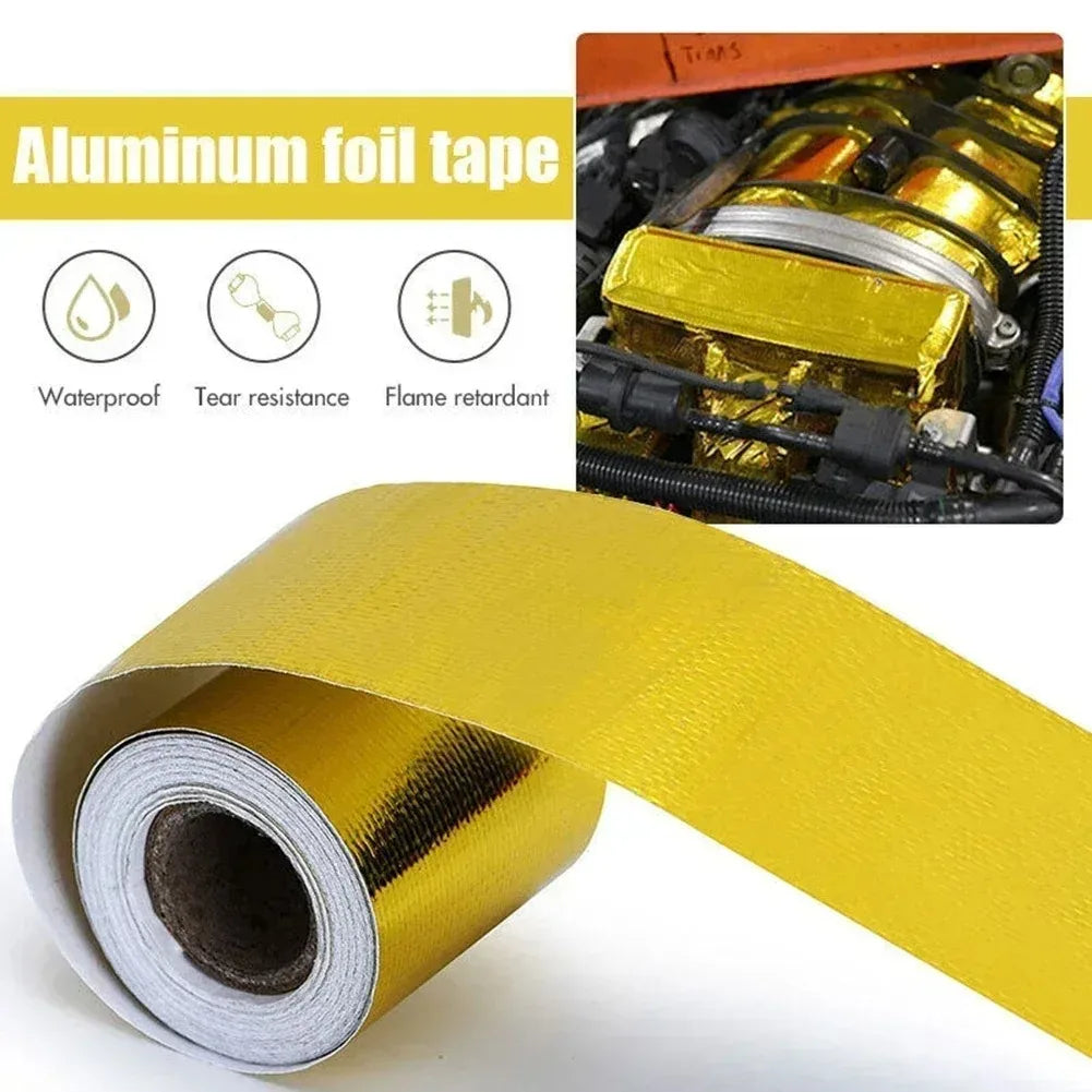 5cmX 5m/10m Gold Car Motorcycle Exhaust Wrap Pipe Header Heat Insulation Roll Tape Turbo Heat Exhaust Thermal Wrap Tape
