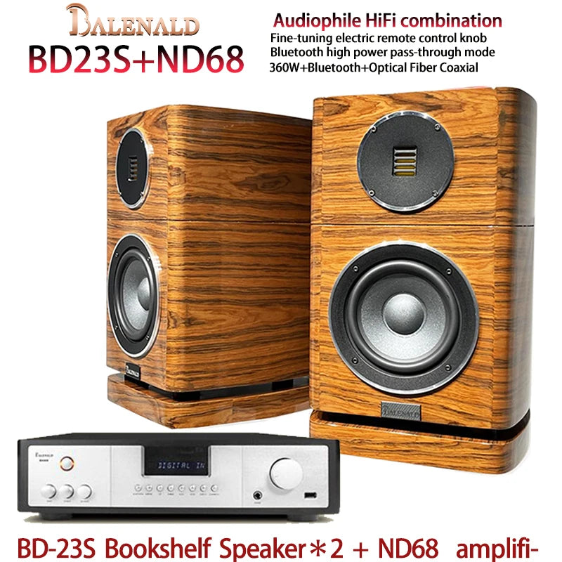 Balenald home theater speaker BD-23S wood veneer HIFI bookshelf speaker pneumatic tweeter silver speaker high fidelity passive a