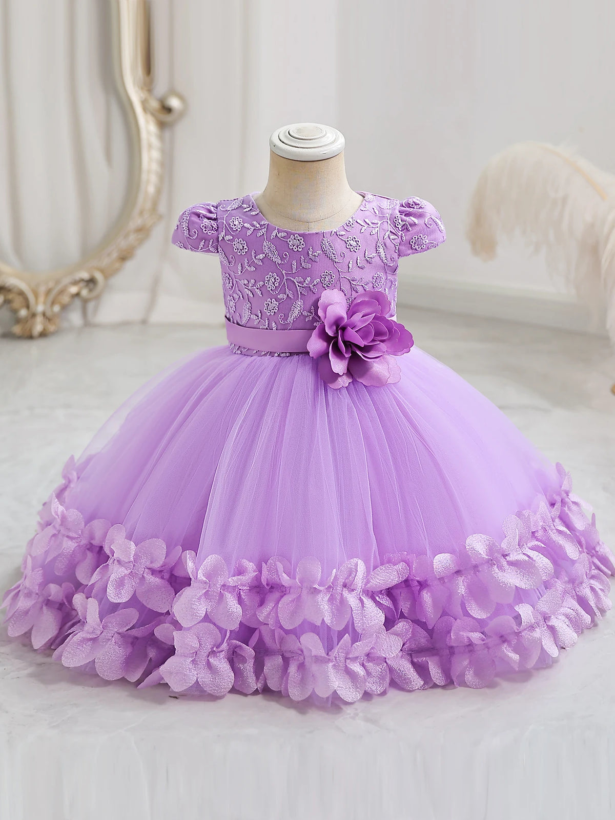 Girls' performance dress three-dimensional lace princess dress Festival fluffy skirt gauze dress dress dress dress flower girl d