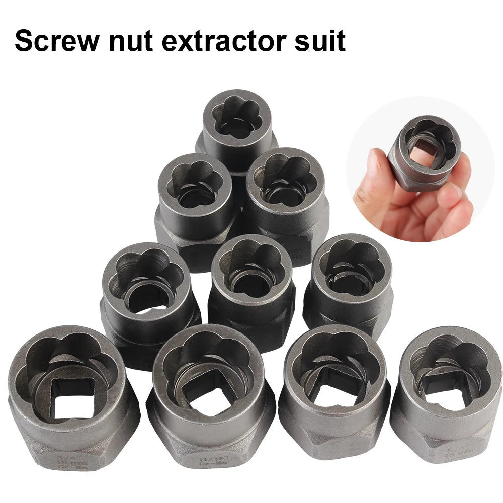 Bolt Nut Removal Socket Tool Bolt Nut Remover Accessory Nut Extractor Car Repair Tool Damaged Screw Extractor Hand Tools Kit