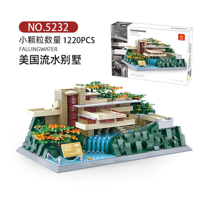 WANGE City Architecture Sydney Opera Santorini Building Blocks Chamartin Stadium Mosque Assembled Model Collection Toys For Gift
