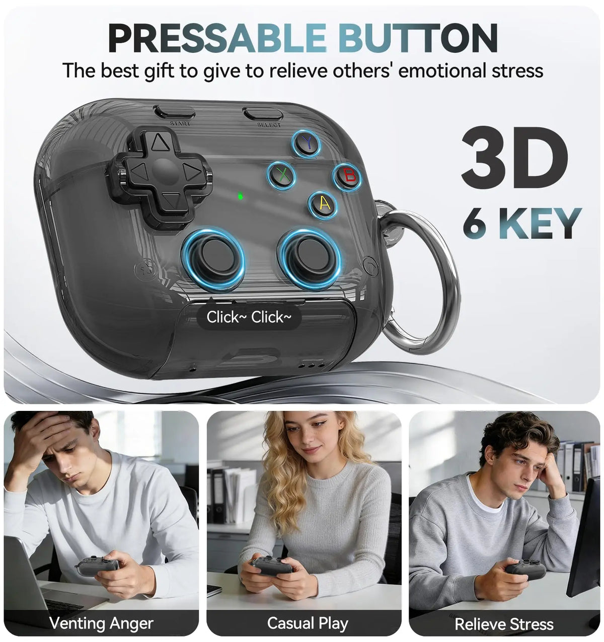 for AirPods Pro 3/Pro 2/Pro/4 Case with Secure Lock Cute 3D Game Player Design Protective Earphone Case Cover for AirPods 4/Pro3