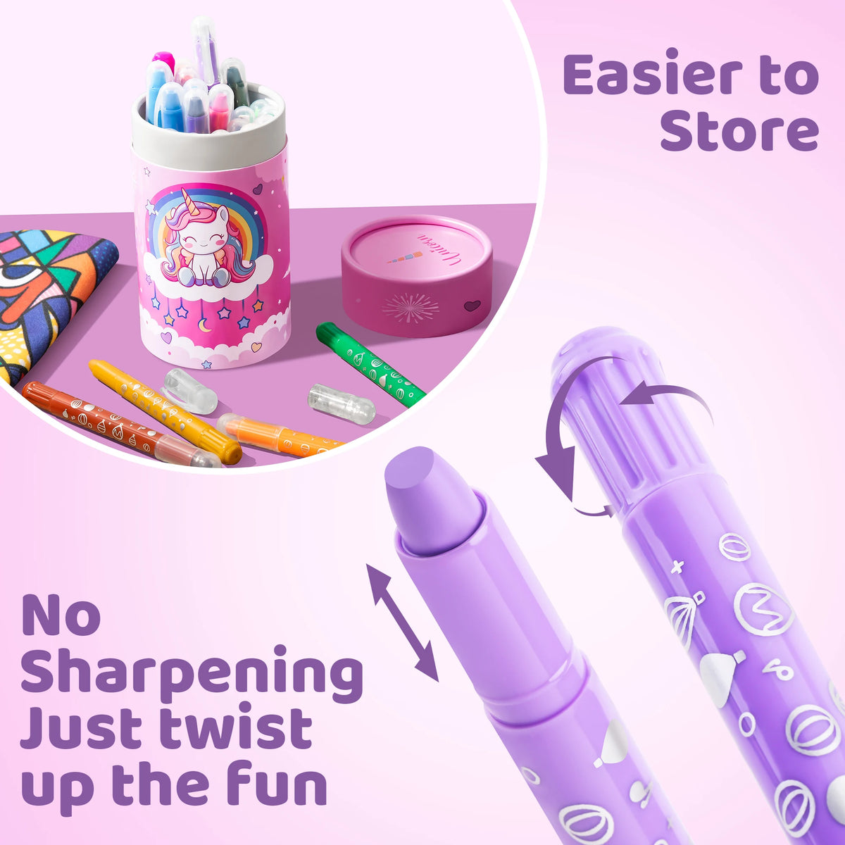 12/24 Colors Twist Crayons for Toddlers Non Toxic Washable Wax Crayons for Kids Art Supplies Drawing Coloring Crayon Set