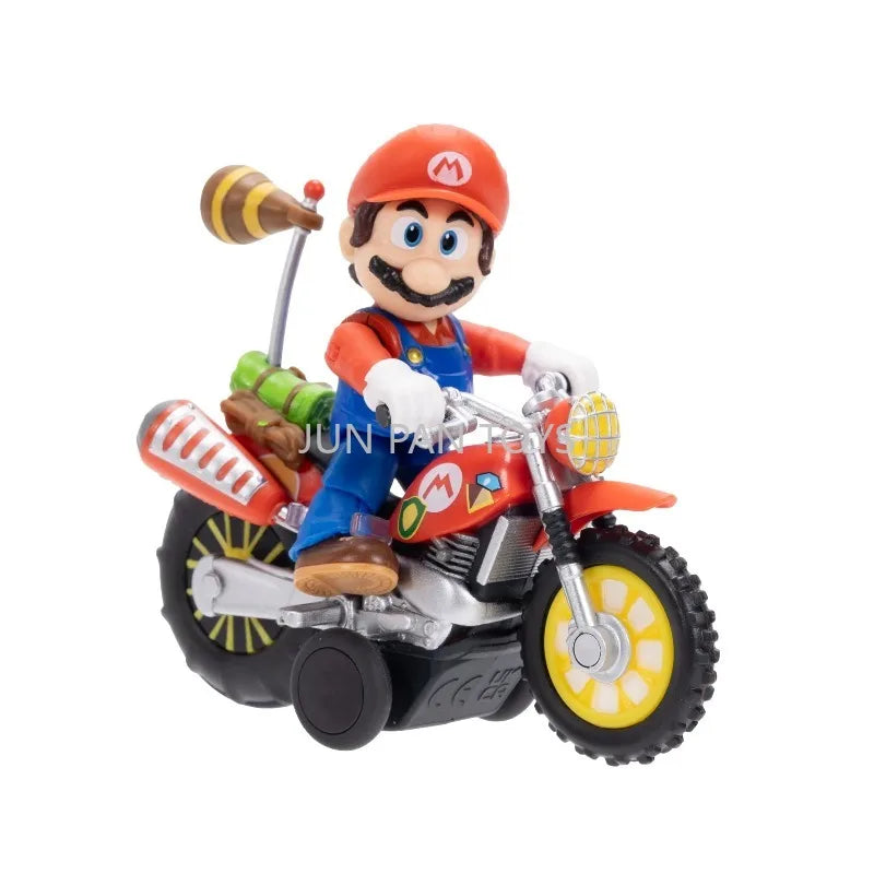 Original Super Mario Galaxy Movie 2.5 Inch Mario Luigi Pull Back Motorcycle Racer Action Figure Set Collectible Toy for Kids Fan