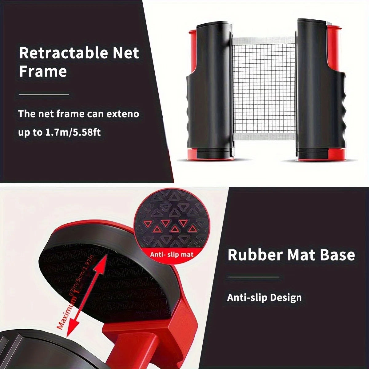 Stretchable Table Tennis Net Set, Portable Table Tennis Training Set, Including Stretchable Net, 2 Rackets, 3 Balls and Sports D