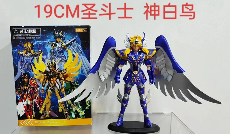 19CM Anime Figure Phoenix Ikki Hyoga Seiya Shiryu Standing Armor Model Children's Toys PVC Box Desktop Collection Decoration