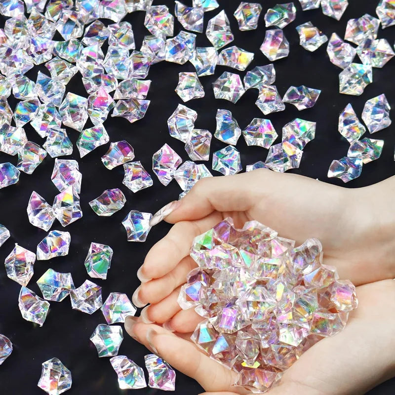 100Pc Blue Pebbles for Decorative Stones and Crystals Plastic Fake Gem Stones Acrylic Ice Rocks Crushed Diamond Stone Home Decor