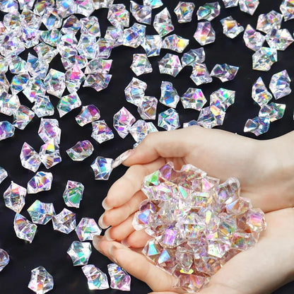 100Pc Blue Pebbles for Decorative Stones and Crystals Plastic Fake Gem Stones Acrylic Ice Rocks Crushed Diamond Stone Home Decor