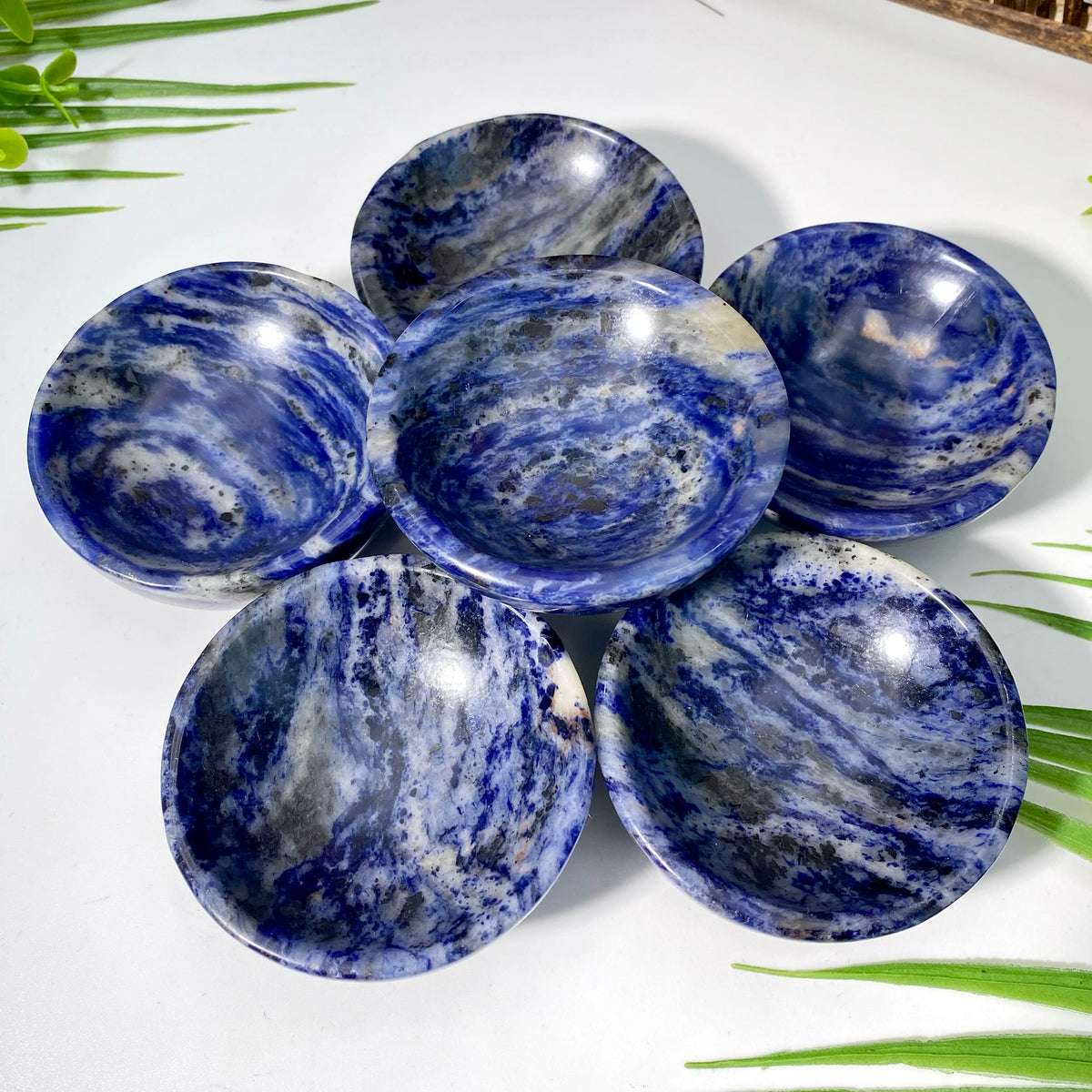 Random 1PC Blue Sodalite Stone Bowl -Suitable For Families,Offices,Restaurants And Commercial Spaces-Ideal For Multiple Purposes