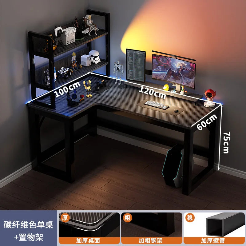 Modern Corner Computer Desk L-shaped Desktop Home E-sports Table Game Desk Bookshelf Bedroom Study Table Office Desk Chair