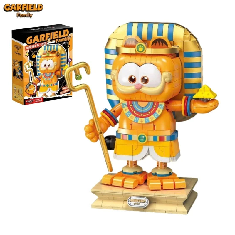 Garfield Building Block Statue of Liberty Children Cartoon Animation Assembly Toy Pharaoh Model Desktop Ornament Collection Gift