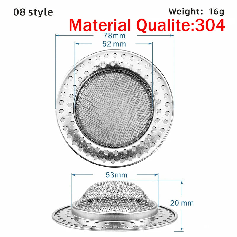 Kitchen Sink Filter Stainless Steel Mesh Sink Strainer Filter Sewer Mesh Strainers Bathroom Sink Strainer Drain Hole Filter Trap