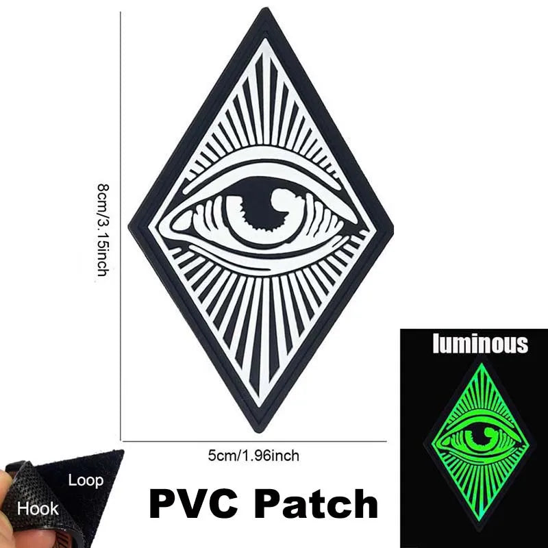 PVC Rhombus Panoramic Eye Patches,Cat Tiger Eyes,Evil Eye Embroidered Clothes Applique, Tactical Patch Gear Noctilucent Badge