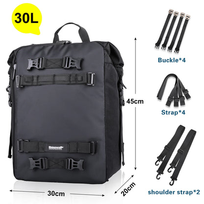 Rhinowalk Motorcycle Rear Seat Bag 10L/20L/30L Waterproof Motocross Luggage Pack Multi-Function Tail Bag with Raincover
