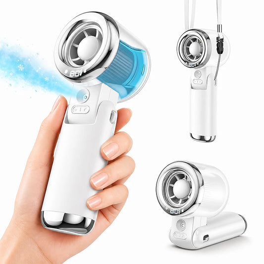 Mini Fan Portable Water Mist Fan 3600mAh 5 Speeds Handheld Foldable Neck Hanging Humidifier Small Spray Fans Type-C Rechargeable