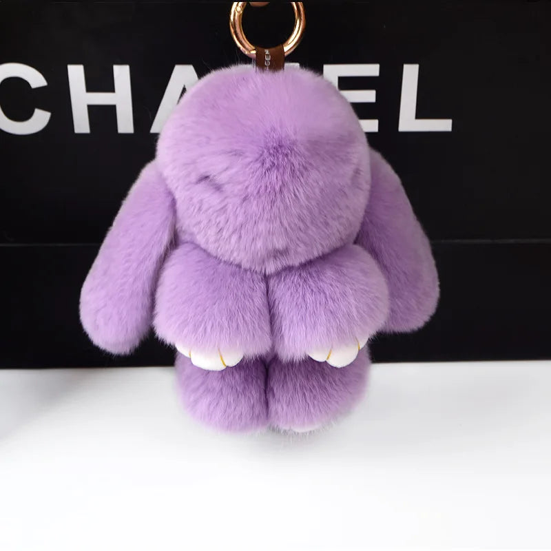 Fashion  Pendant Bag Car Charm Tag Cute Mini Rabbit Toy Doll Real Fur Monster Keychains 100% Real Genuine Rex Rabbit Fur Keychai