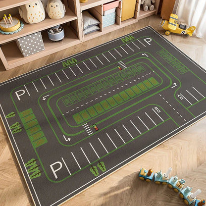 VIKAMA Cartoon Car Traffic Children's Carpet Playroom Baby Crawl Mat Home Decor Crystal Velvet Living Room Bedroom Floor Mat