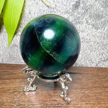 Natural Blue Snowflake Feather Fluorite Spheres Stone Healing Crystal Reiki Energy Home Scene Decorations Gifts+Stand