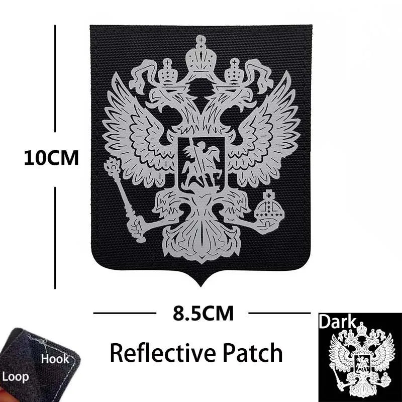Russian Eagle Flag Emblem Russia Soldier,Knights Clothes Applique Embroidered Patch,Reflective Badges Military Tactical Stickers