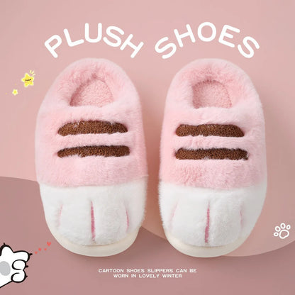 Winter Warm Slipper Women Home Fuzzy Cat Tiger Paw Claw Fur Plush Indoor Lazy man Thermal Furry House Shoe Funny Flat flip flop