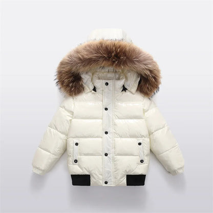 UNITIM Kids Baby Girls Down Jacket Hooded Glossy No-rinse Toddler Boys Down Coat Winter Thicken Warm Newborn Boys Parkas Outwear
