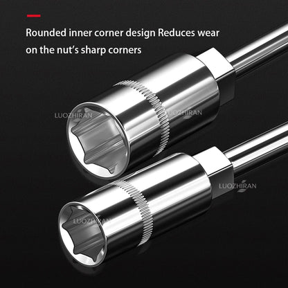 6-19mm T-Handle Socket Wrench Extended Hex Spanner Industrial Grade T-Shape Hand Tool for Car Bike Machinery Repair Household