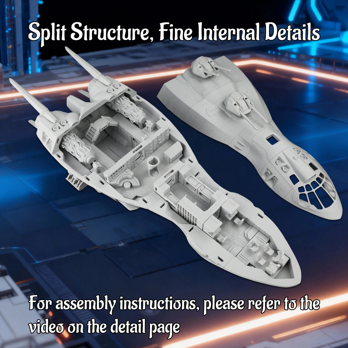 Sci-Fi Scout Ship Miniature – RPG Terrain Accessory for Space Exploration & Tabletop Roleplay, Collectible Gift for Gamers