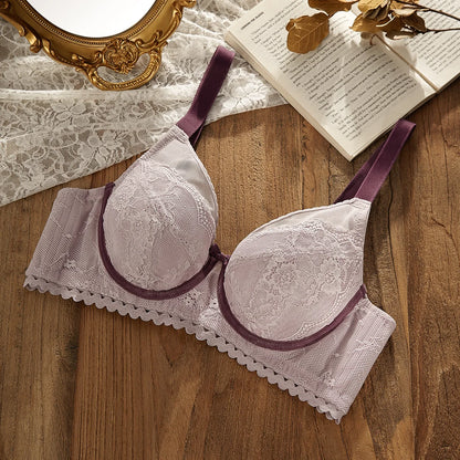 B-K Cup Large Size Bra for Women Elegant Sexy Thin Top Up Push-up Bra Slimming Lace Summer Breathable Bra Women's Underwear