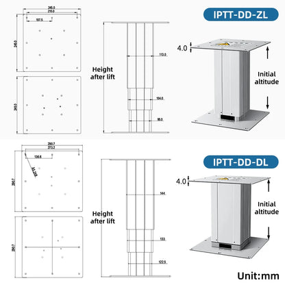 Electric Height Adjustable Lifting Column Set IPTT 360ZL DC12/24V With Wireless Controller for Industrial Home Office Automation