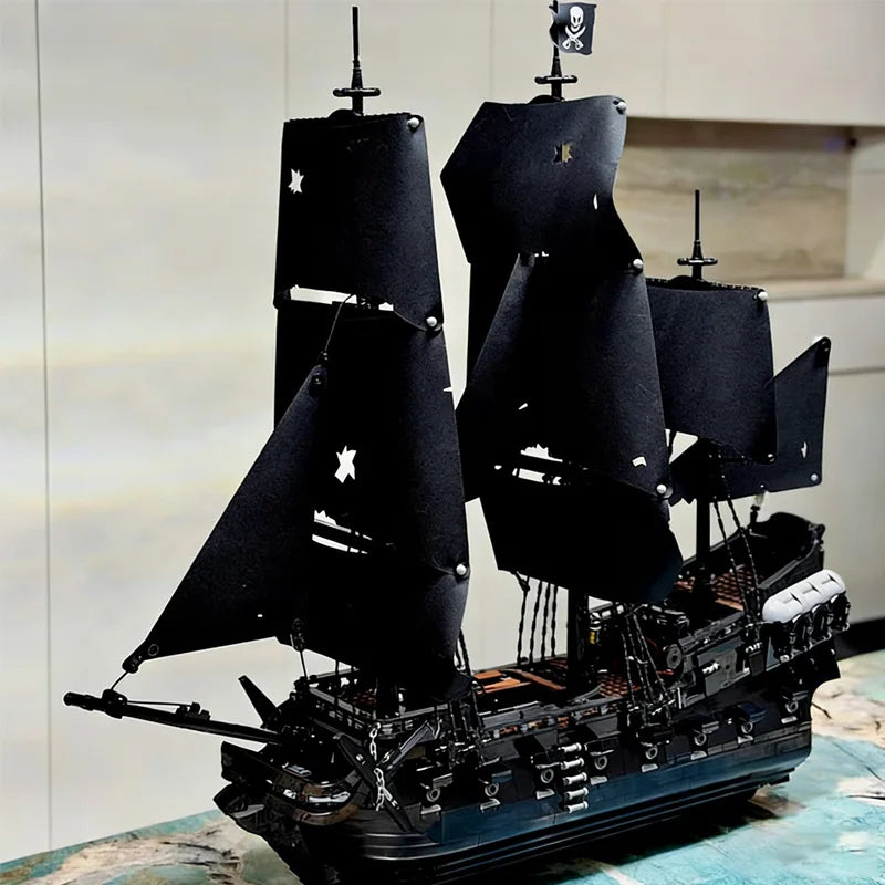 In Stock Pirate Captain Ship MOC Building Blocks Model Home Decoration Adventure Collectible Bricks Ornament Birthday Gift