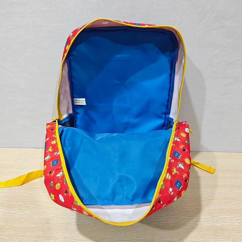 Cartoon Mario Backpack Cute Kids Large-Capacity Schoolbag Travel Multi Pocket Storage Student Birthday Gifts