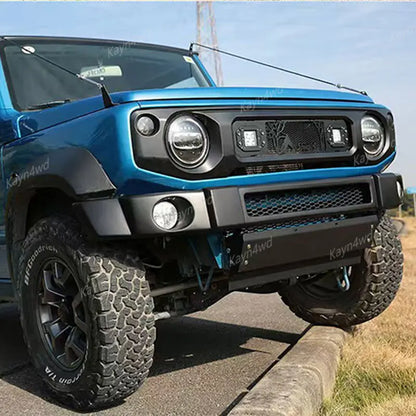 Off Road 4x4 Accessories Plastic Narrow Front Bumper Kits With Aluminum Alloy Skid Plate  For 2019+ Suzuki Jimny JB64 JB74 JC74