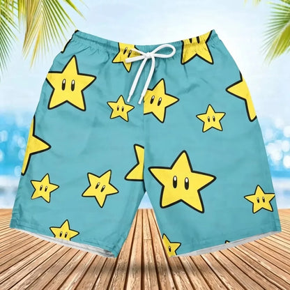 2026 Summer Men's Women's Quick-Drying Beach Shorts Luigi Yoshi Printed Shorts for Beach Swimming Pools Gyms and Outdoor Sport