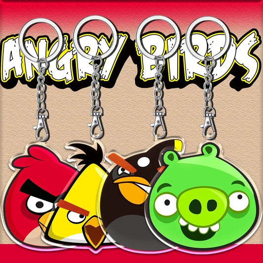 12cm Angry Birds Anime Peripheral Accessories Acrylic Double-sided Color Keychain Backpack Mobile Phone Fun Pendant Kids Gift