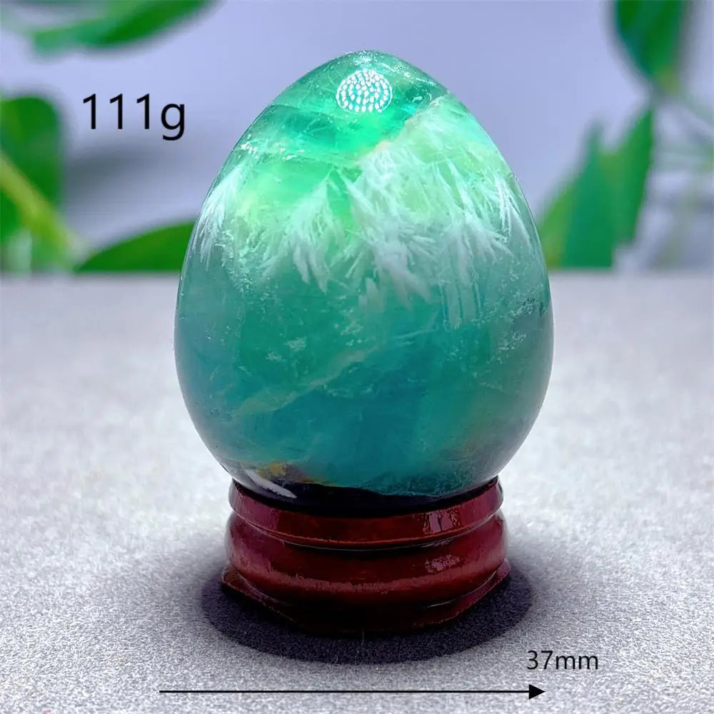 Rainbow Fluorite Egg Crystal Natural Stone Quartz Minerals Home Decoritems Reiki Gifts Energy Healing Luck Love Garden +Stand