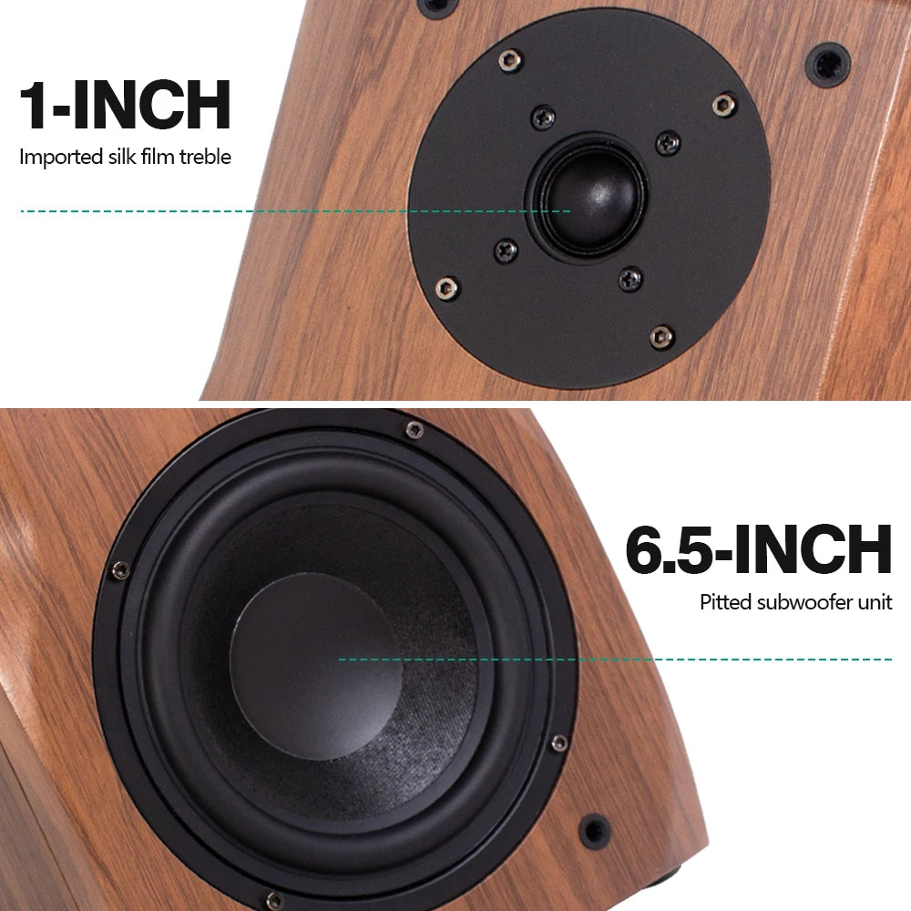 6.5 Inch Bookshelf Speaker HIFI 20~200W Wooden Passive 4Ohm Audio Monitor Speaker Music Player For Sound Amplifier Home Studio