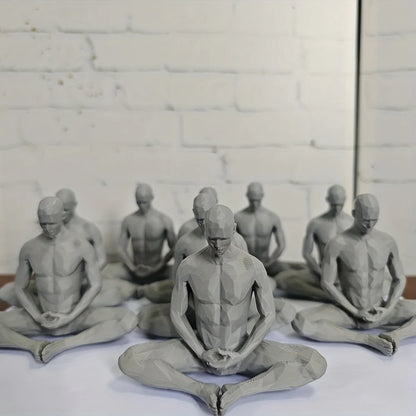 Modern Minimalist Geometric Polygon Seated Figure Sculpture Zen Meditation Desktop Decoration 3D Printed Art Home Decor