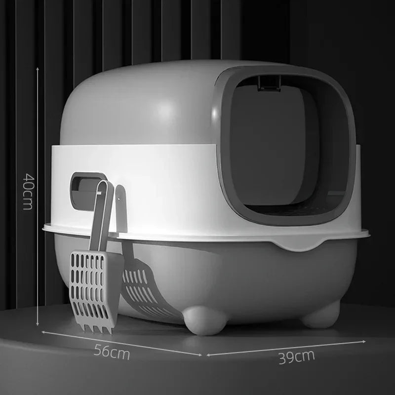 Oversized Cat Litter Box Fully Enclosed Pet Toilet Automatic Deodorizing Flip-top Cat Shit Basin