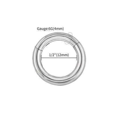 Right Grand ASTM F136 Titanium Large Gauge 6G 8G 10G Single Hinged Clicker Segment Hoop Ring Septum Nose Piercing