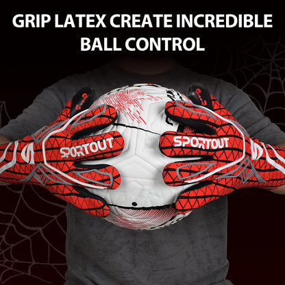 Goalkeeper gloves, men's goalkeeper gloves, football gloves, 4+3mm latex with super strong grip and strong breathability