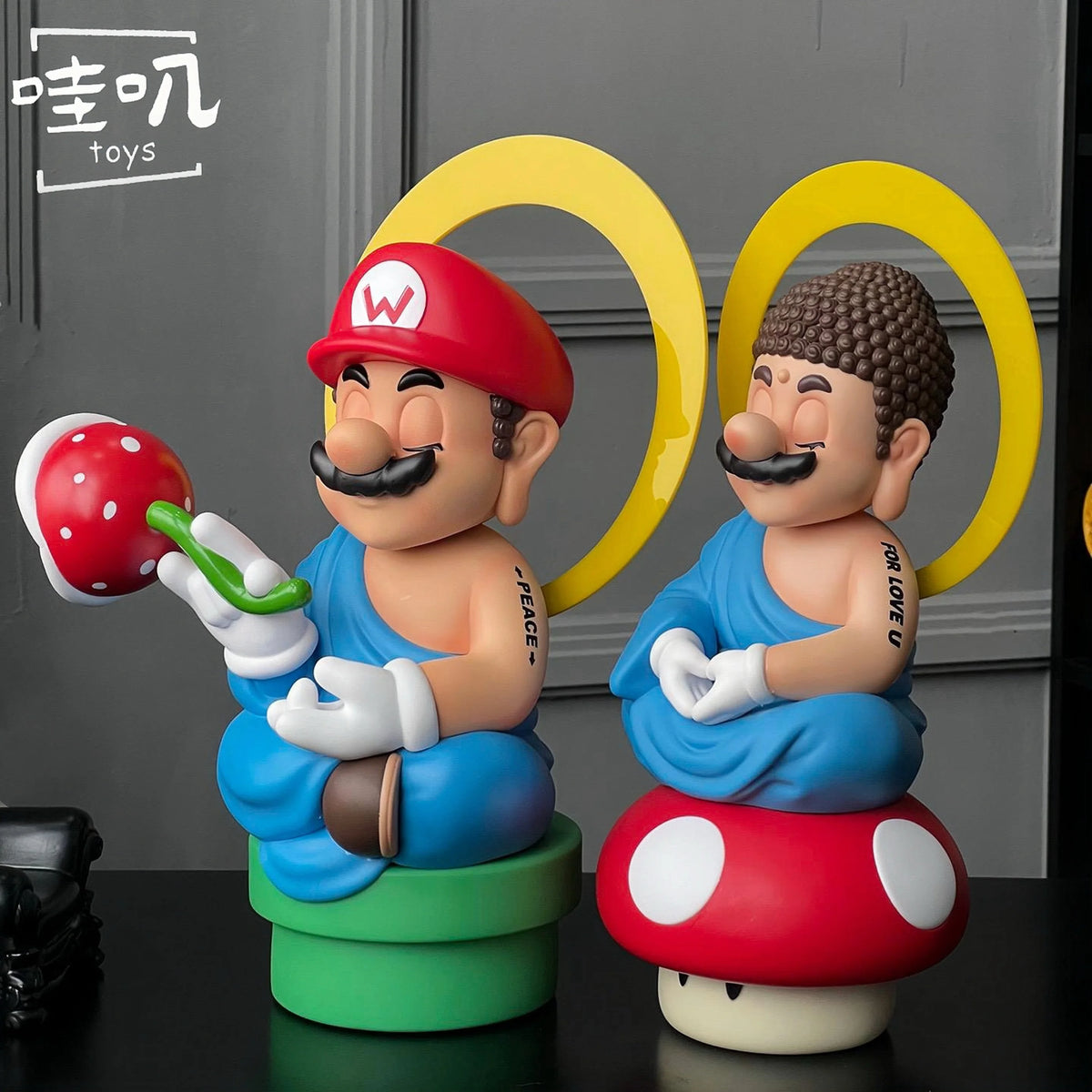 Super Mario cosplay Buddha plumber creative trendy doll desktop figurine large ornament
