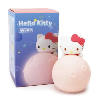 Sanrio LED Moon Night Light Blind Box Kuromi Hello Kitty Cinnamoroll Action Figure Model Kawaii Room Decor Surprise Toy Gift