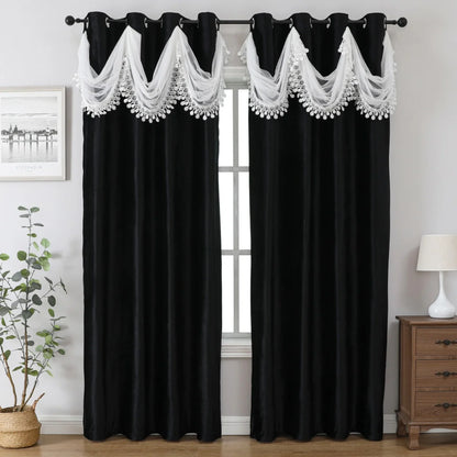 Elegant Double Layer Water Wave Curtain Head, Top Hole Design for Easy Installation, Suitable for Living Room or Bedroom Decor