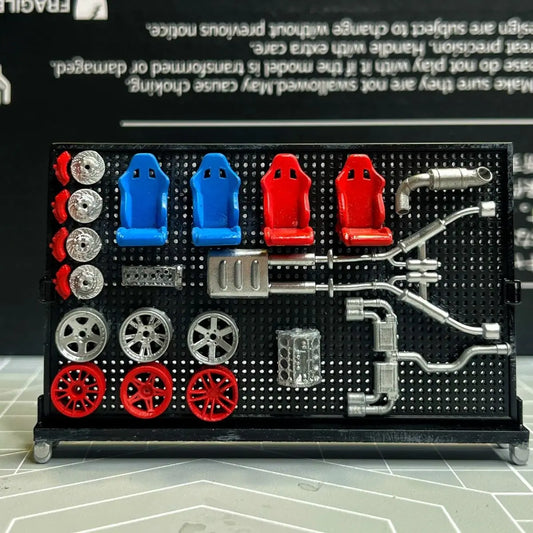 1/64 Model Car Garage Repair Parts Display Board Wheels & Seats Miniature Scene Sand Table
