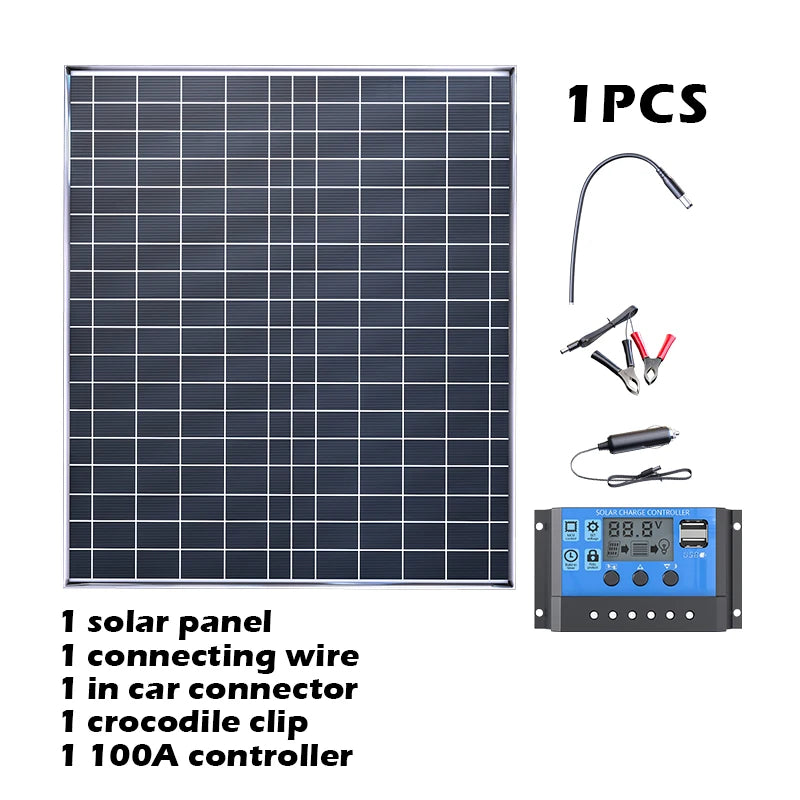 All-in-One 1000W Solar Charger Kit – 12V Portable Power Bank with 100A Regulator for Home, Caravan & Outdoor Adventures