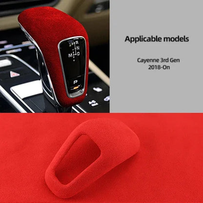 Suede Wrap Car Gear Shift Knob ABS Trim Cover Sticker For Porsche Cayenne 2018 2019 2020 2021 Coupe Turbo S Accessories