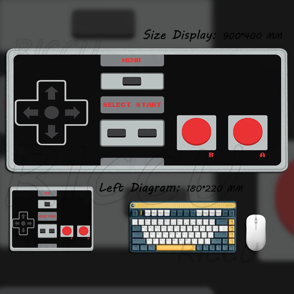 Retro Game Controller Mouse Pad Large Gamer Mat HD Anti-Slip Rubber XXL Desk Mat Office Computer Lock Edge Mousepad Gaming Rug