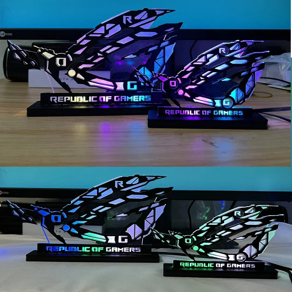 ARGB Desktop Computer Figure Acrylic,DIY Gaming Cabinet Decorative ROG Ornaments Lighting 5V 3PIN AURA SYNC