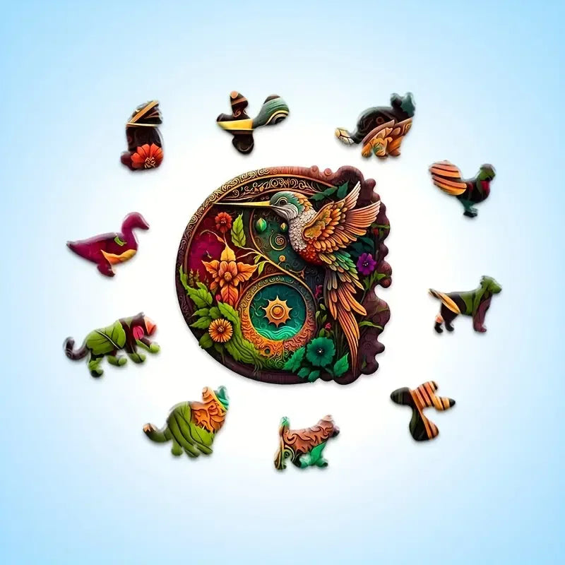 Bird Wooden Puzzle for Adults, Uniquely Irregular Animal Shaped Wooden Jigsaw Puzzles Stress Relief Toys, Best Christmas Gift